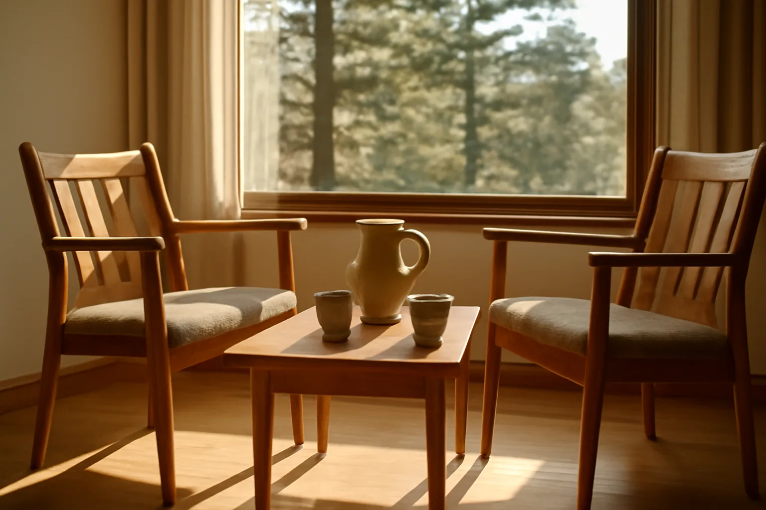 Two chairs ready for a Colorado mediator meeting in morning light